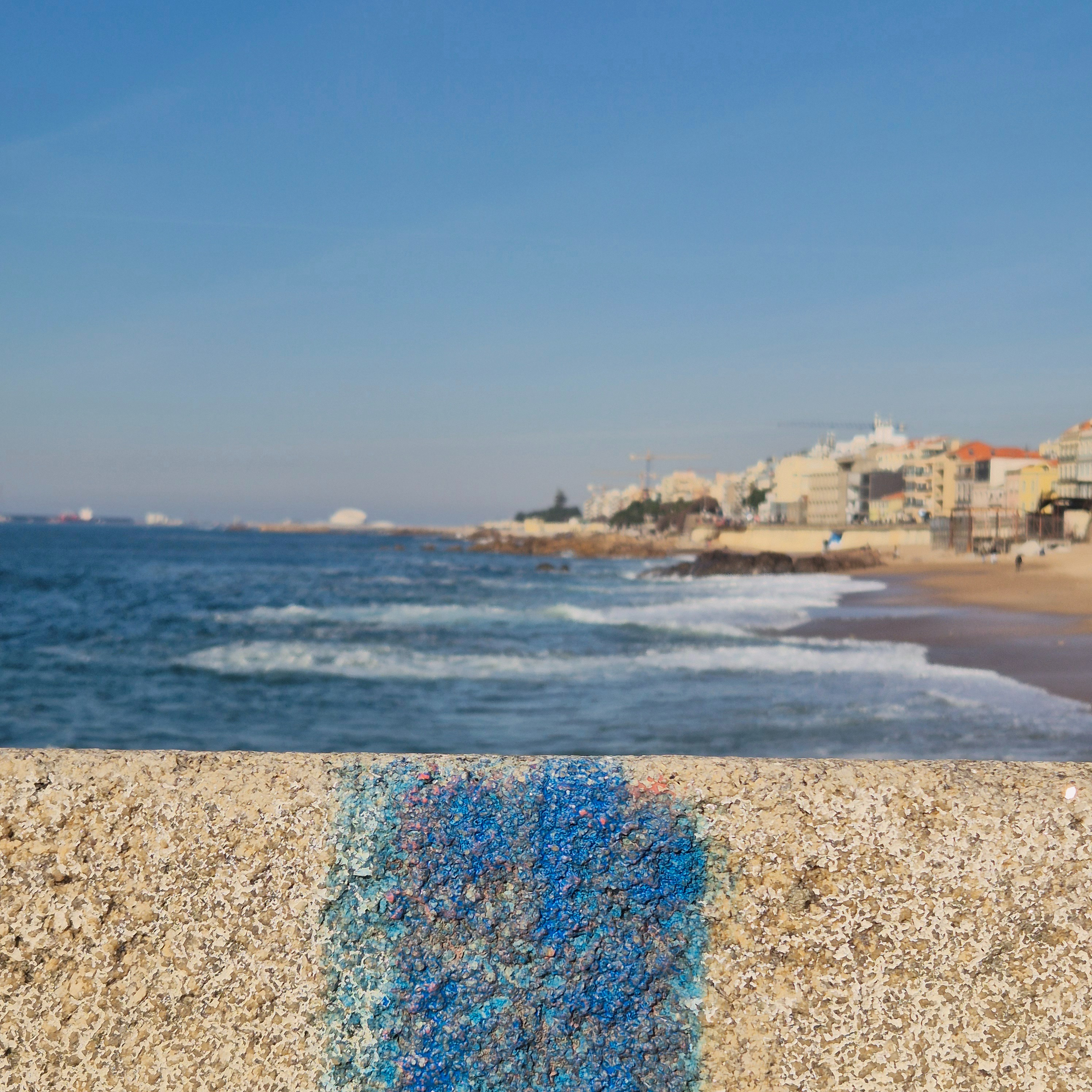 Painting a blue line by Michael Trepel